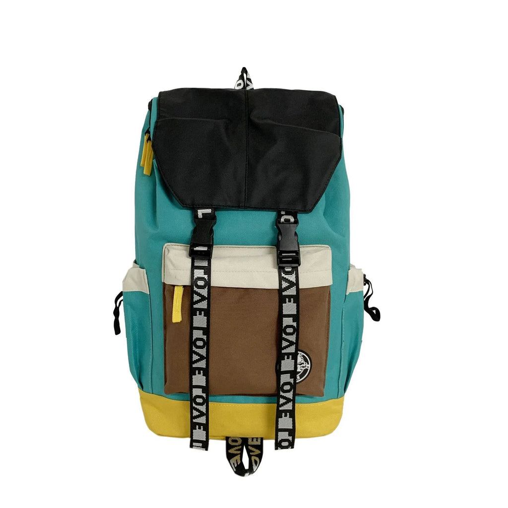 Oxford cloth backpack in black, green, or red with 32cm width and three carrying options