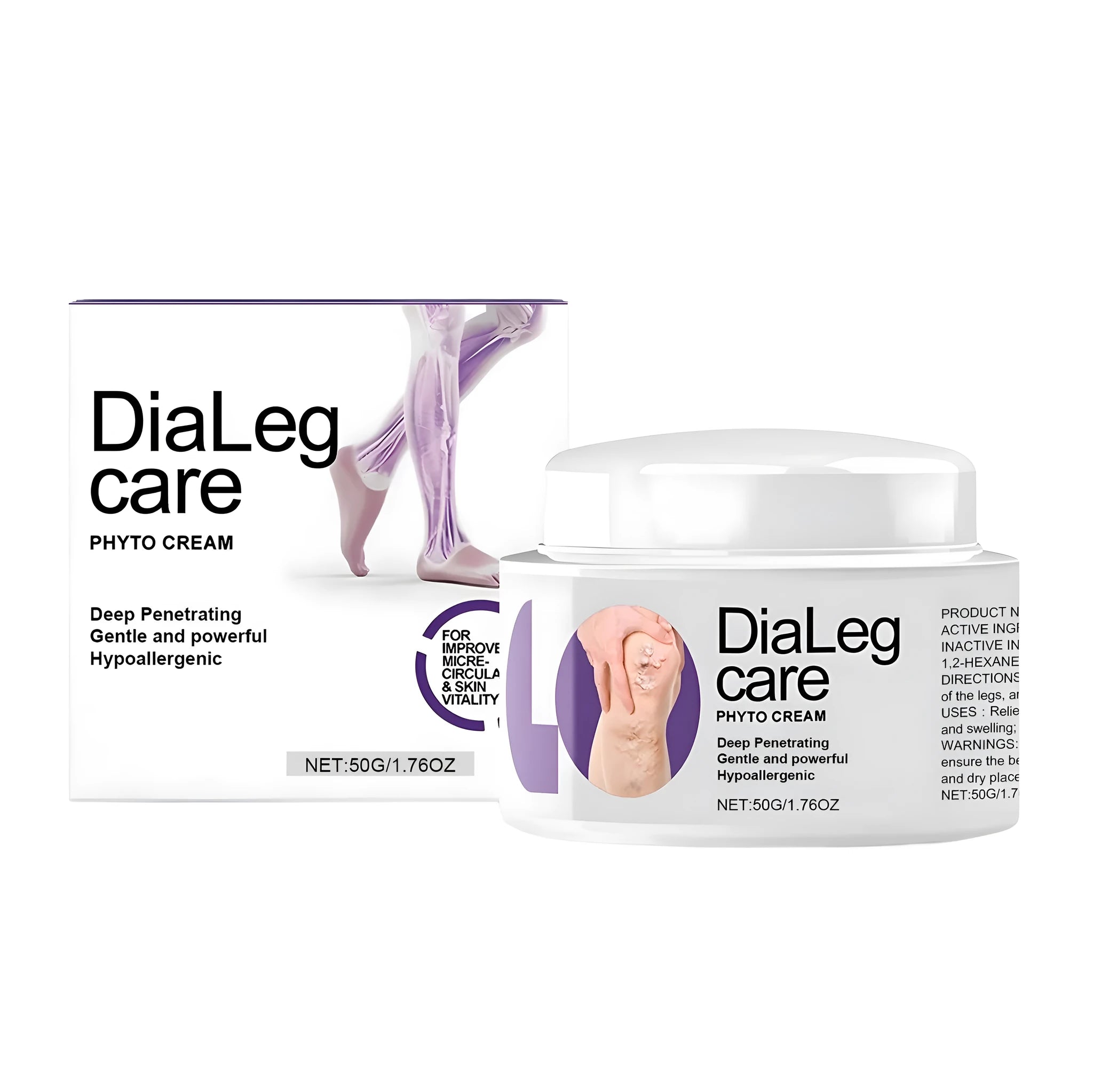 Varicose Vein Care Cream tube with mint leaves and shea butter, 50g size for leg skincare