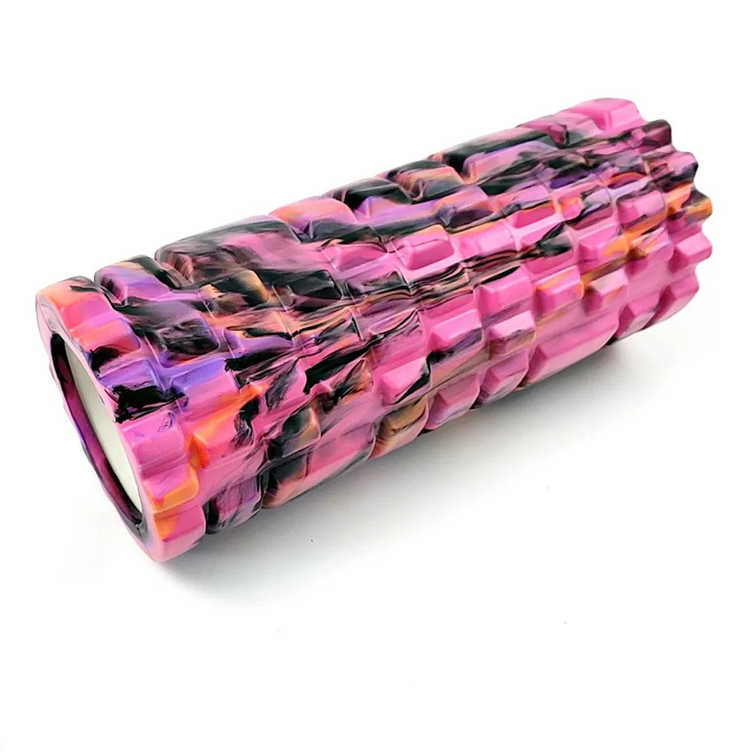 33cm long camouflage pattern EVA foam roller on a floor.