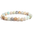 Handmade bohemian natural stone beaded bracelet, unisex, 4mm to 10mm shiny Amazon style beads