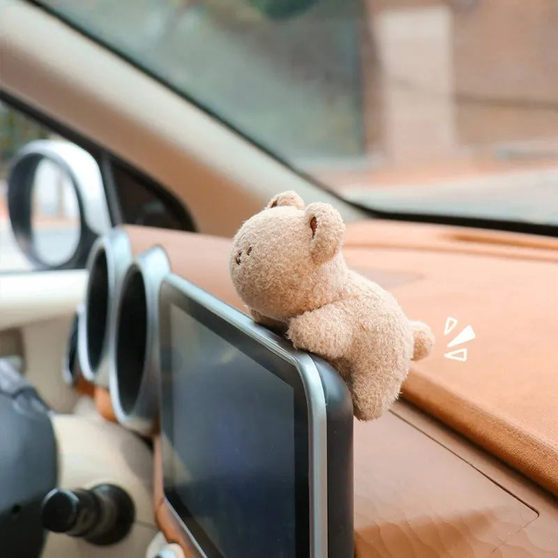 Fabric car centre console plush doll decoration in cartoon bear or bunny style