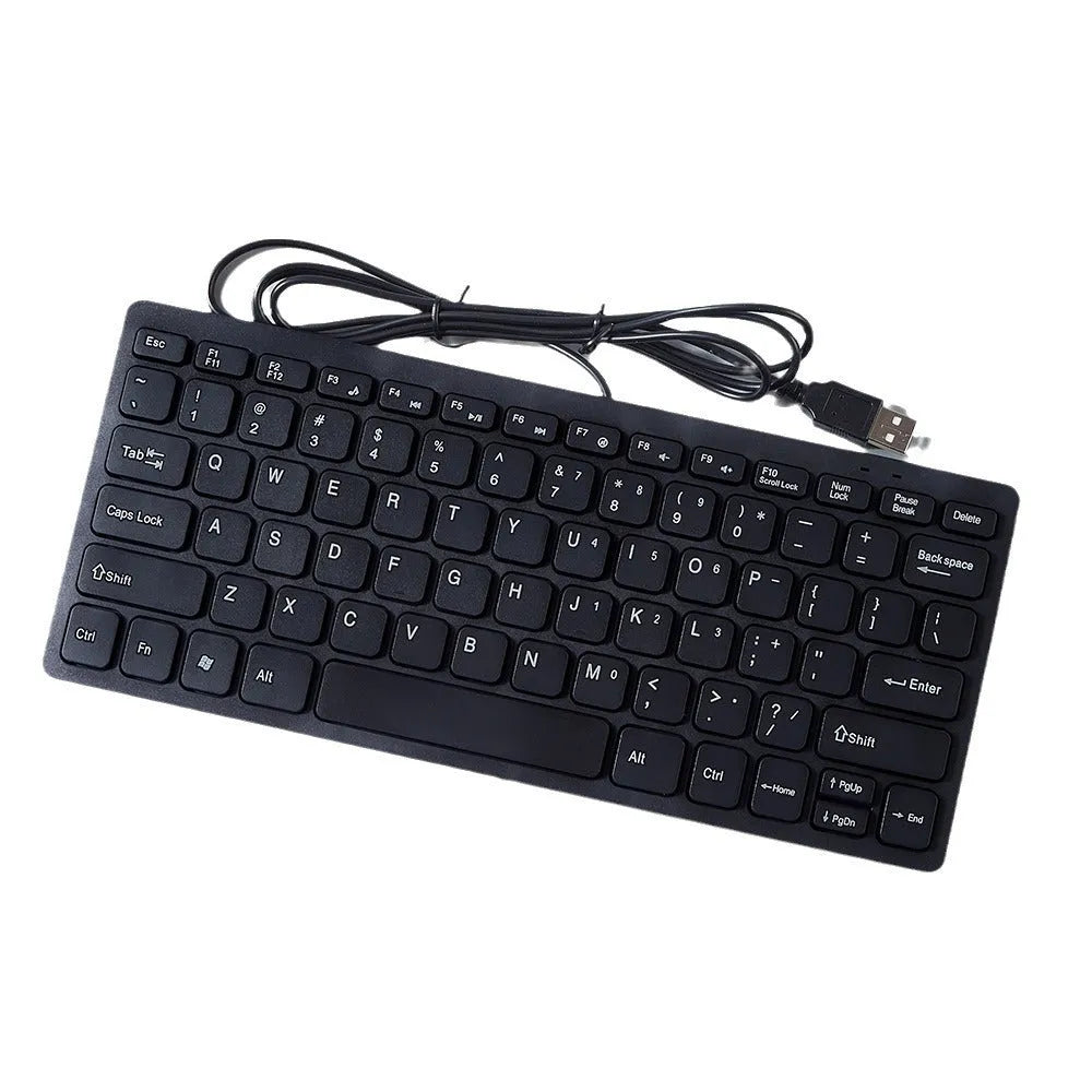 USB wired mini keyboard measuring 280x125mm with 1.3m cable in black, white, pink or blue colour options