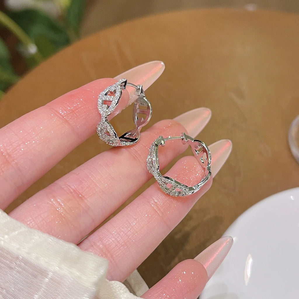 Women's copper electroplated diamond earrings with thick gold plating in silver, gold, and rose gold colour options
