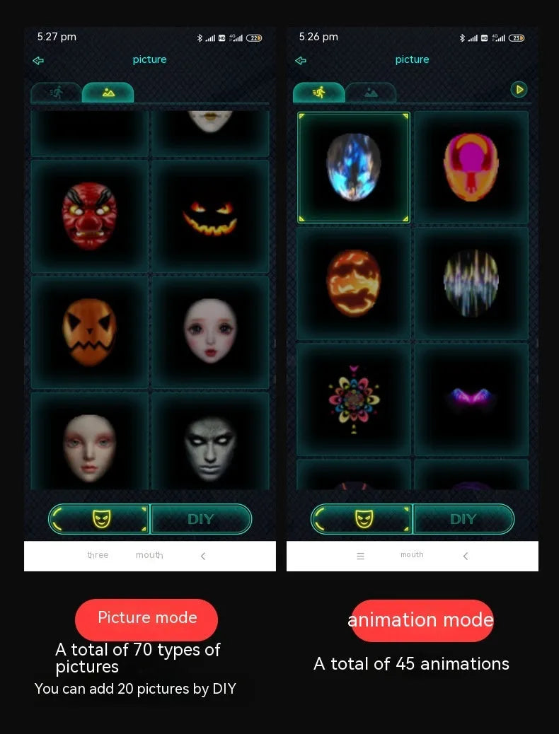 Avengers-themed LED luminous face mask with full colour changing display and gesture control
