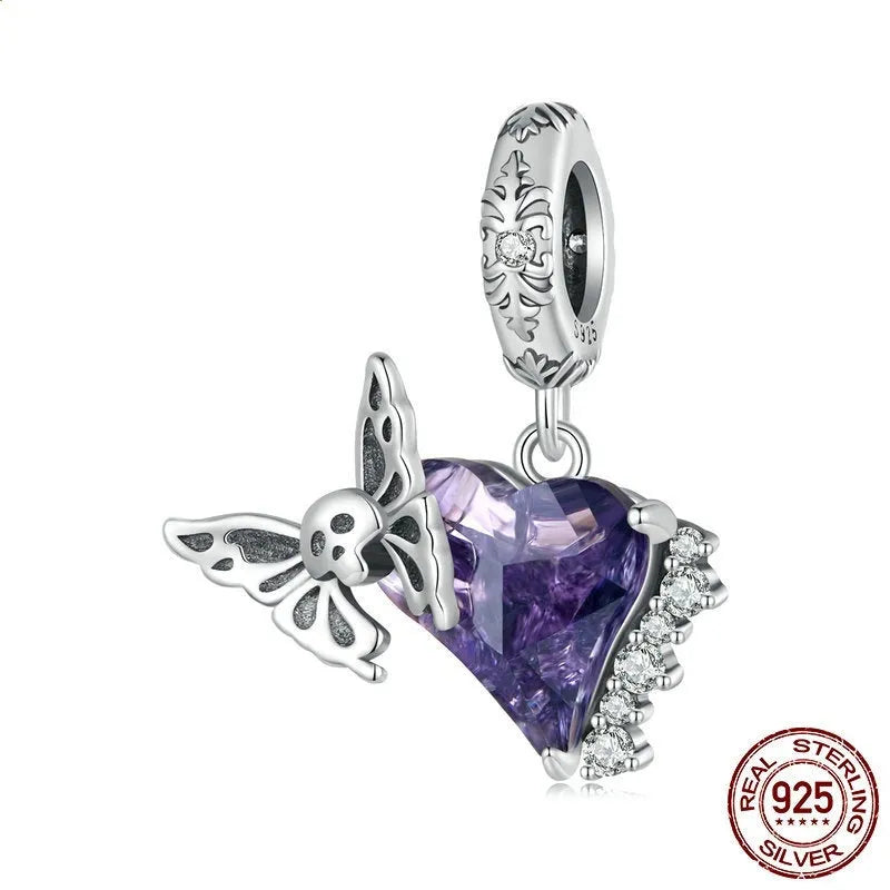 S925 silver dark skull butterfly bead 23x14mm with 4.5mm aperture for DIY jewellery making