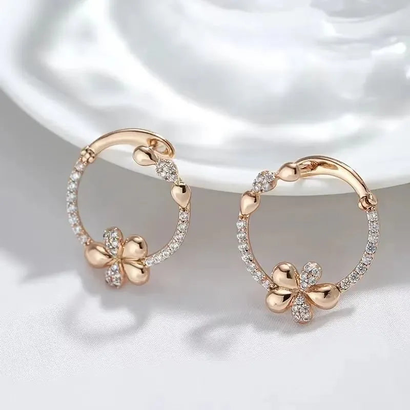 A pair of round geometric hoop earrings for women made from electroplated copper.