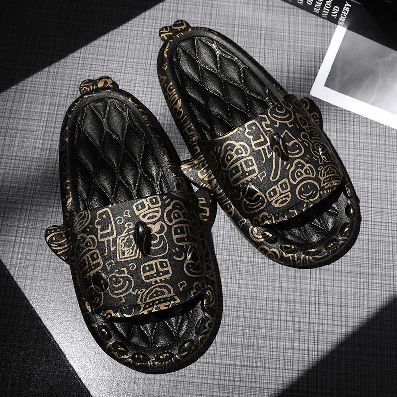 Shark design home slippers with open-toe and EVA upper in beige colour, size 36-45