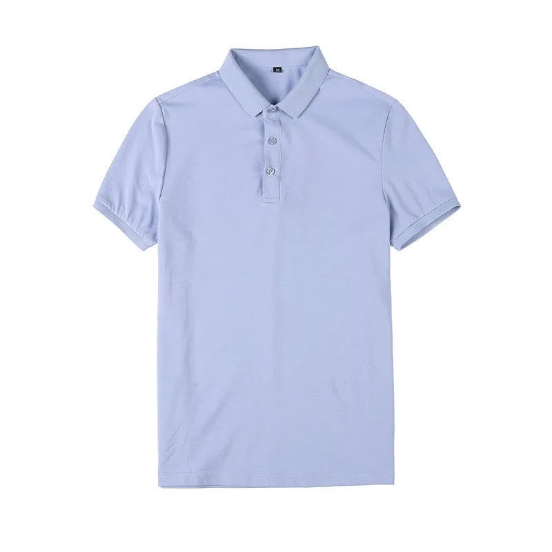 Solid colour polo shirt with lapels in slim Korean fit showing apricot colour option