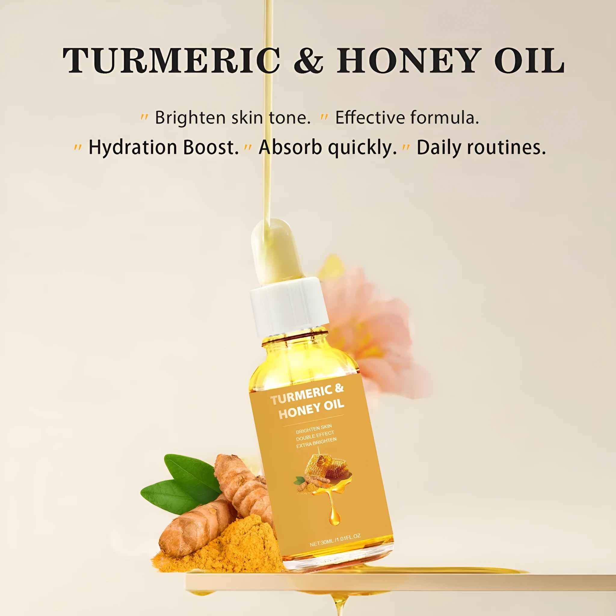 Turmeric honey essential oil 30ml bottle with neutral packaging