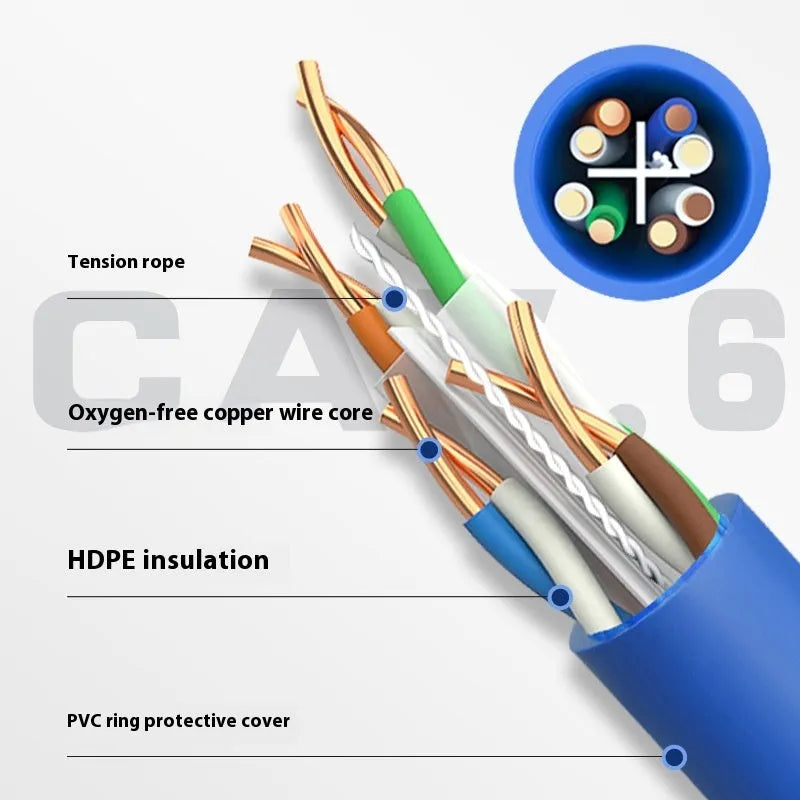 305-metre roll of blue Cat6a network cable with oxygen-free copper conductors for 10-gigabit ethernet