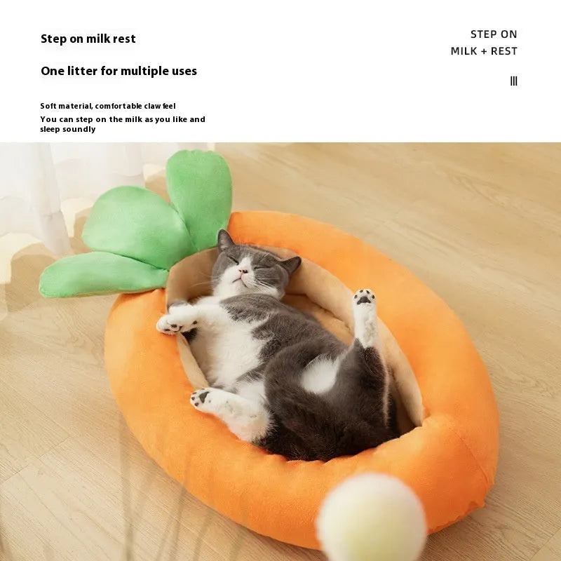 Carrot-coloured double-sided removable washable cat litter mat with cloth construction for pets up to 18 jin