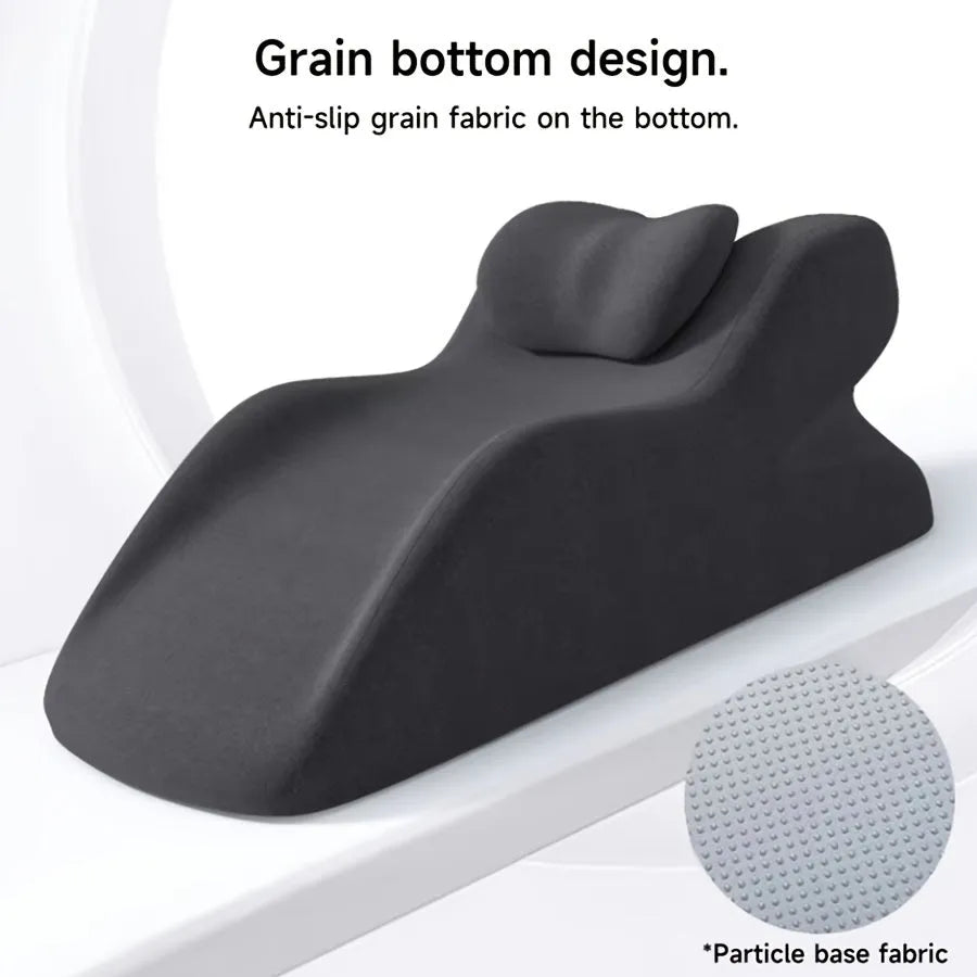Stomach sleeper's pillow in blue colour with 40cm width and 15cm height for reading support