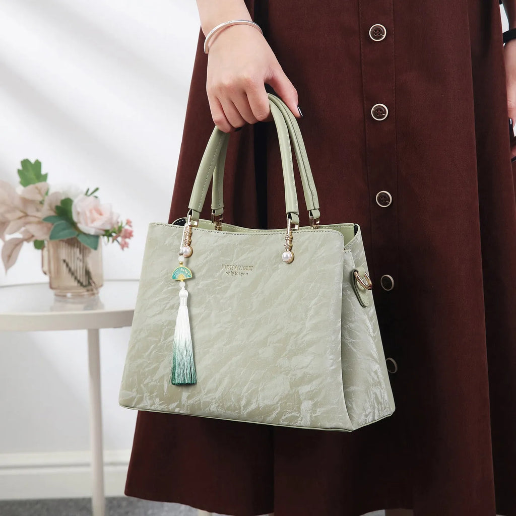 Women's large capacity PU shoulder bag in urban simplicity style with horizontal square shape