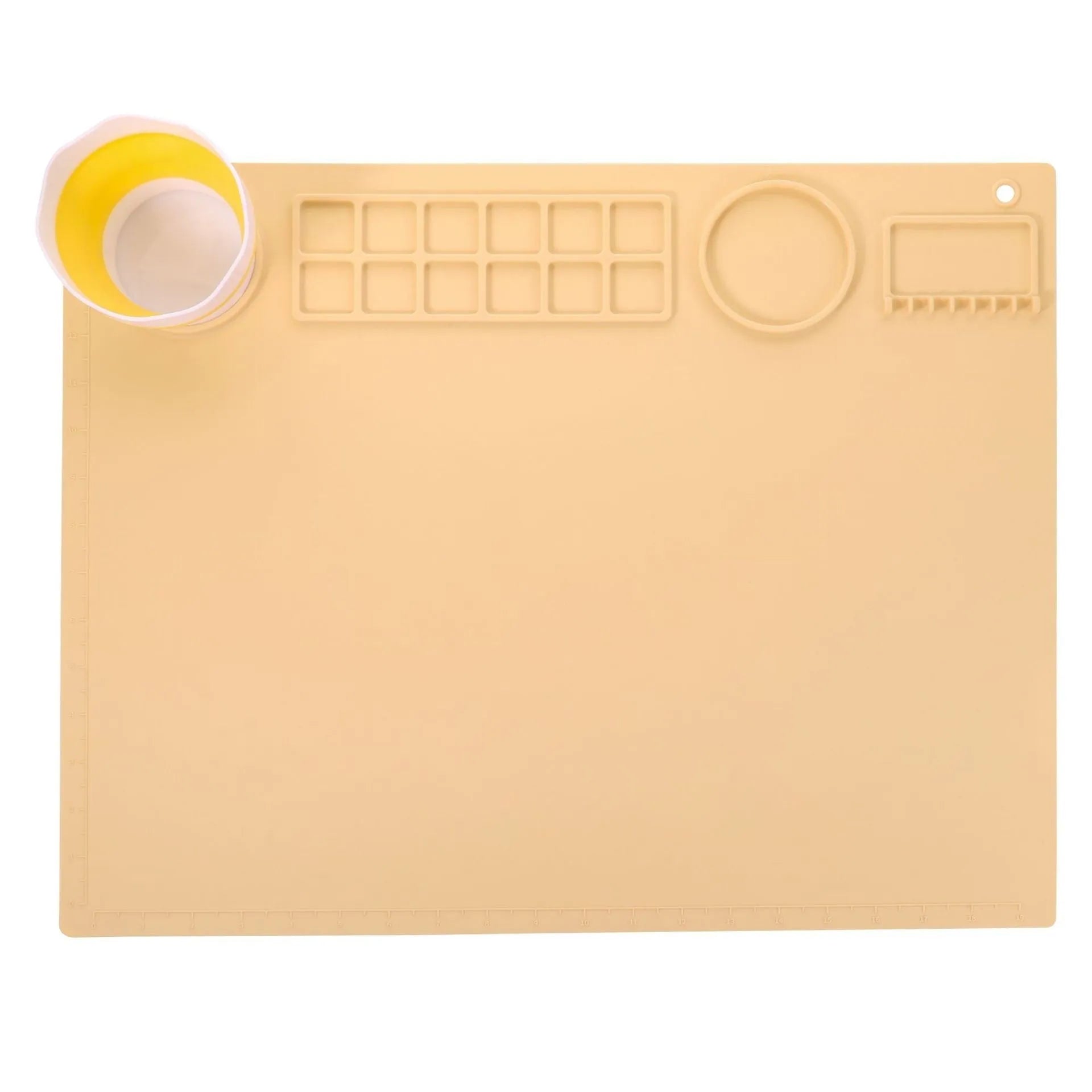 Silicone double bowl painting mat measuring 50 by 40 centimetres for watercolour art