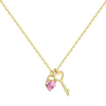 925 sterling silver heart-shaped key pendant necklace for women in platinum or gold electroplated finish
