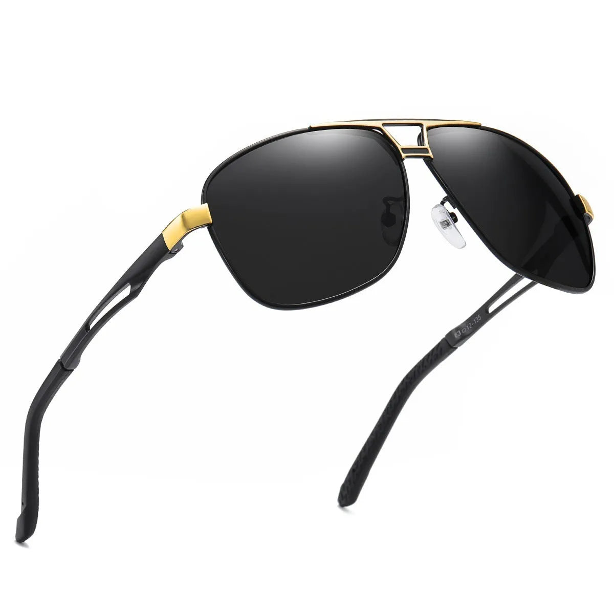 Men's polarised aviator sunglasses with orange red TAC lenses and metal frame