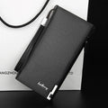 Men's long multifunctional zipper wallet in PU leather with 7 compartments for organised storage
