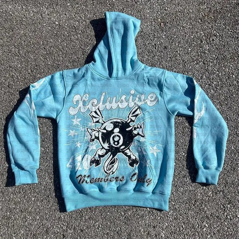 Loose street hipster pullover jumper with front pocket in medium-thick polyester fabric