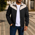 Men's windproof polyester jacket with high collar and matching zipper in red colour showing raglan sleeve design