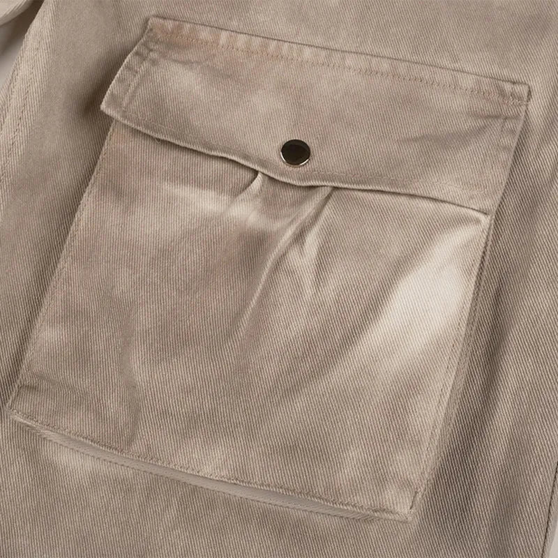 Women's Marble Dark straight leg cotton trousers with mid-waist and zip fly on hanger