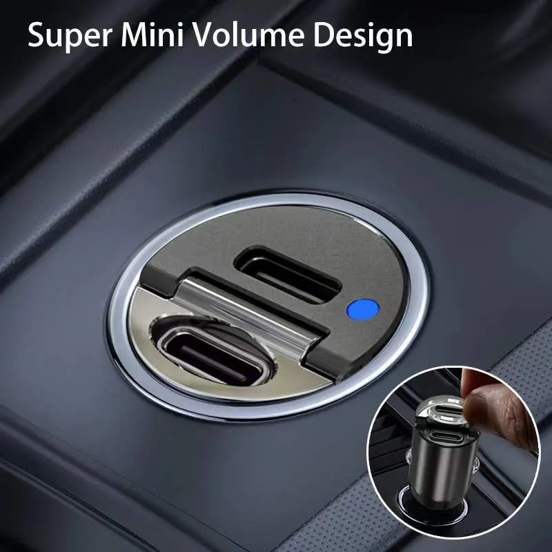 Mini 30W car cigarette lighter charger with compact zinc alloy housing