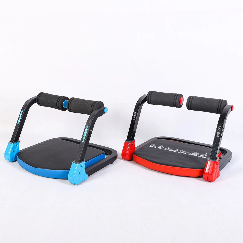 Household mini multifunctional abdominal device in sky blue and red colours for core exercises