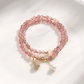 Strawberry quartz geometric crystal bracelet for women with wallet-style design