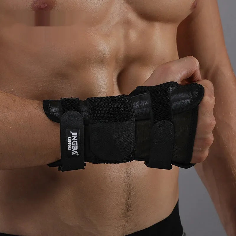Black one size palm hand protector for adults, fixed wrist sprain support for sports and fitness