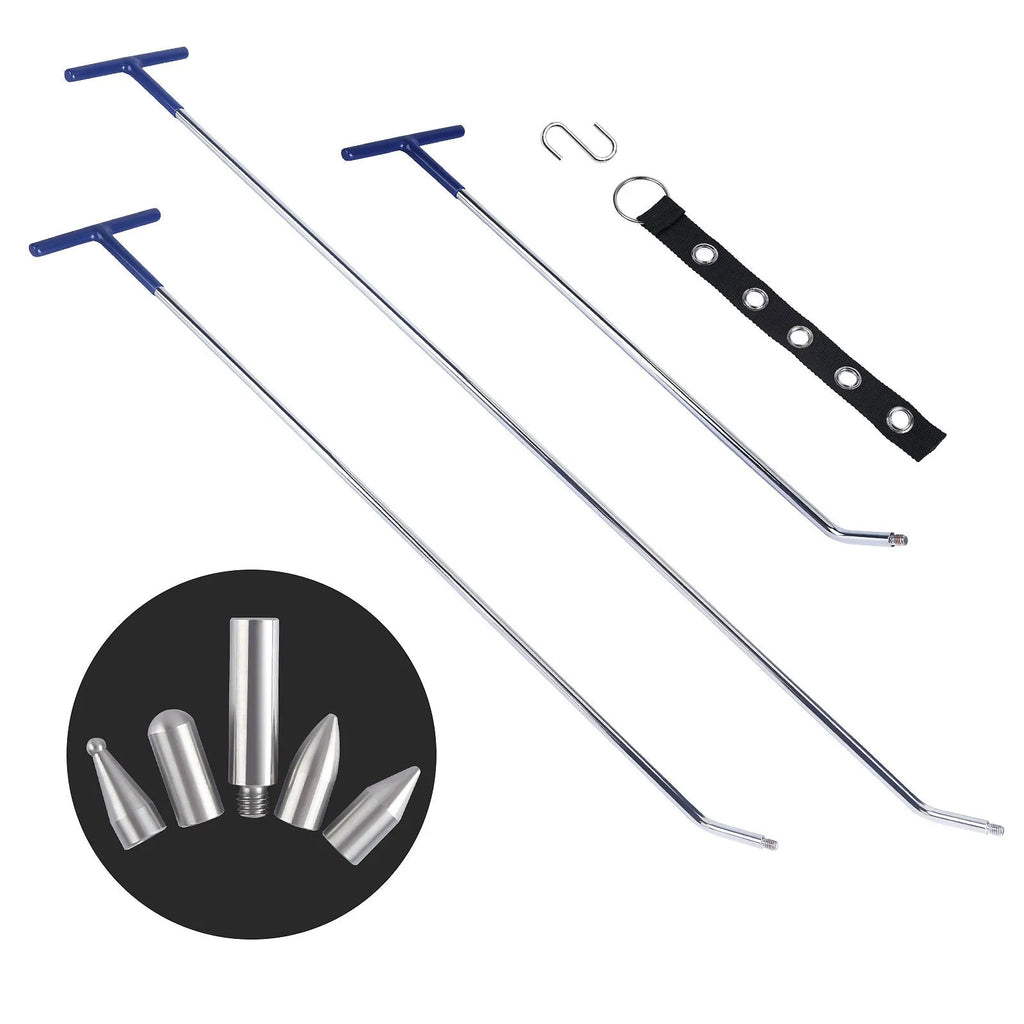 Three-piece car dent repair tool set with alloy steel construction for vehicle bodywork maintenance