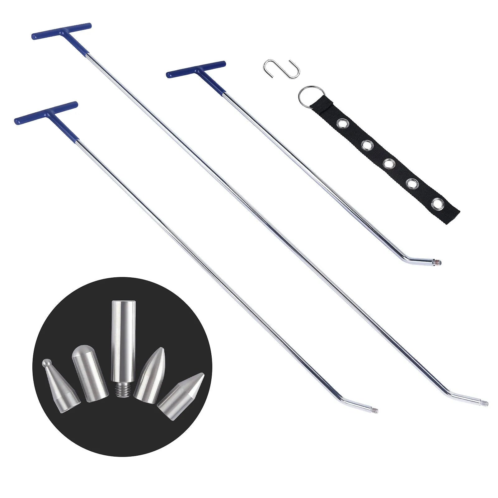 Three-piece car dent repair tool set with alloy steel construction for vehicle bodywork maintenance