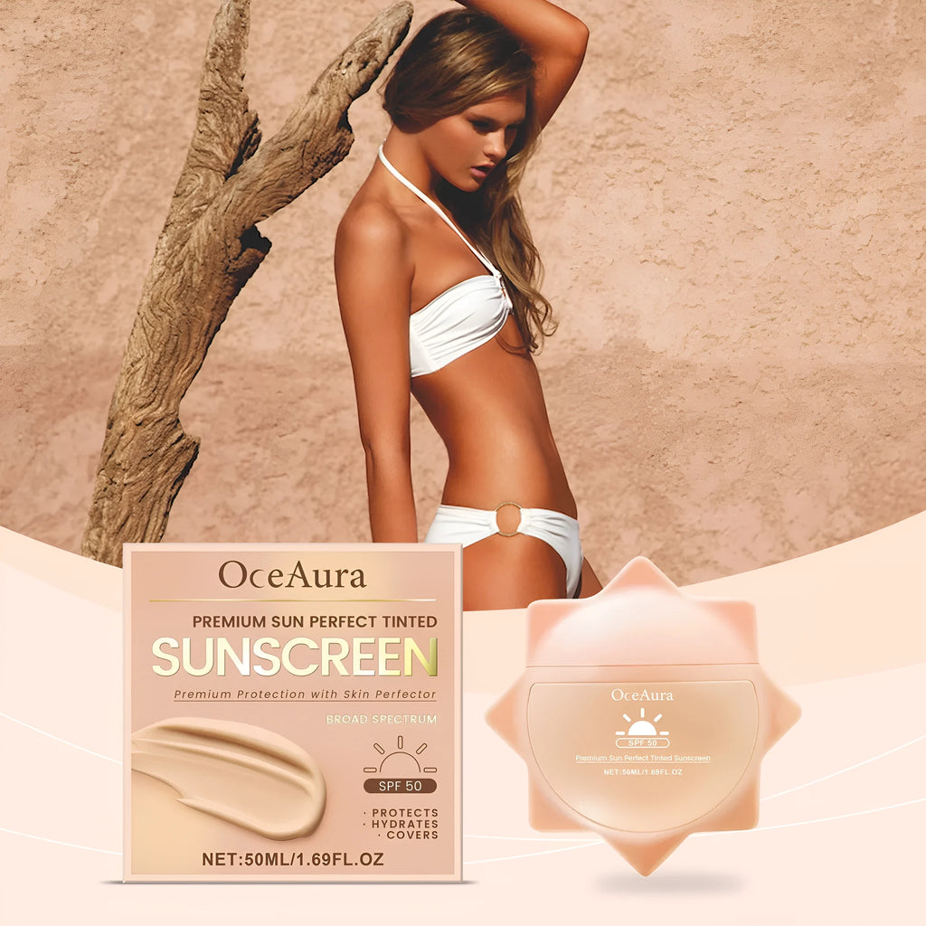 50ml tube of sunscreen cream with titanium dioxide and hyaluronic acid for summer outdoor protection