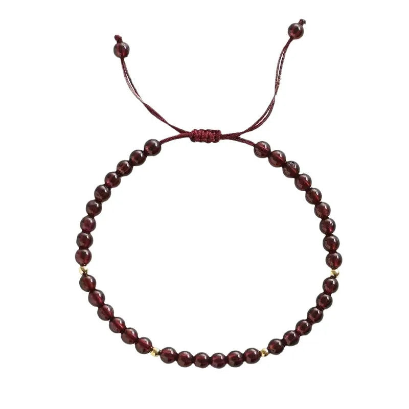Hand-woven garnet red rope bracelet with flexible wire construction and national tide design elements