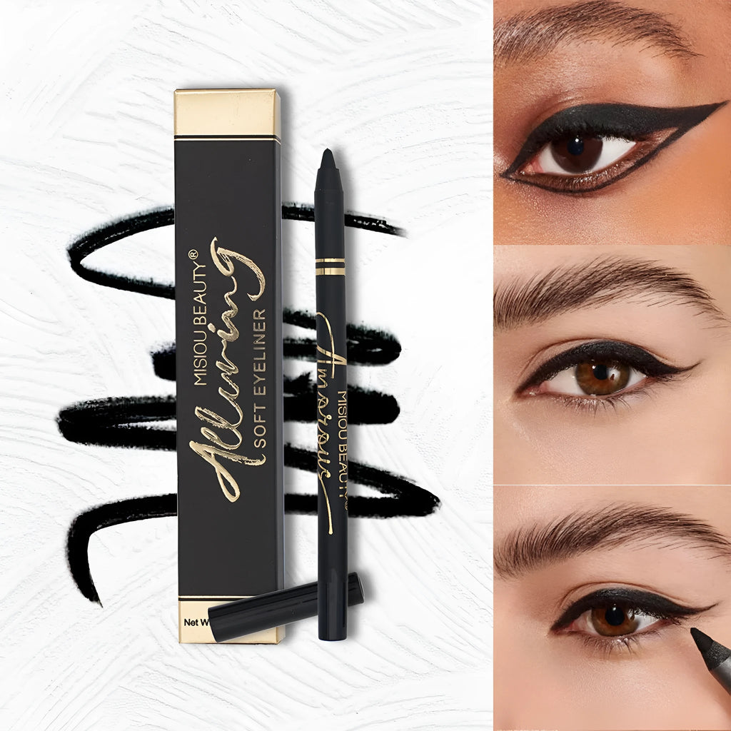 Black waterproof liquid eyeliner with applicator for smooth uniform application