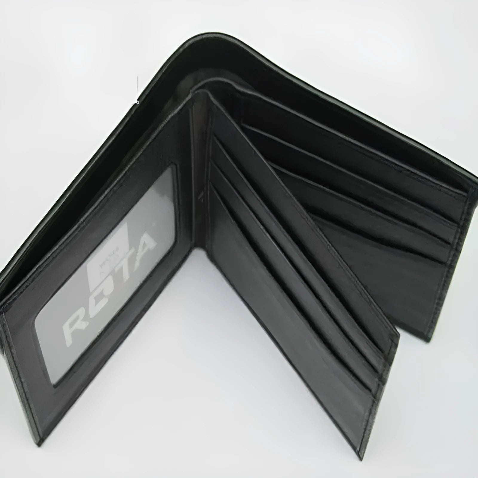 Genuine leather pearl fishskin texture wallet with horizontal square design and sewing thread detailing