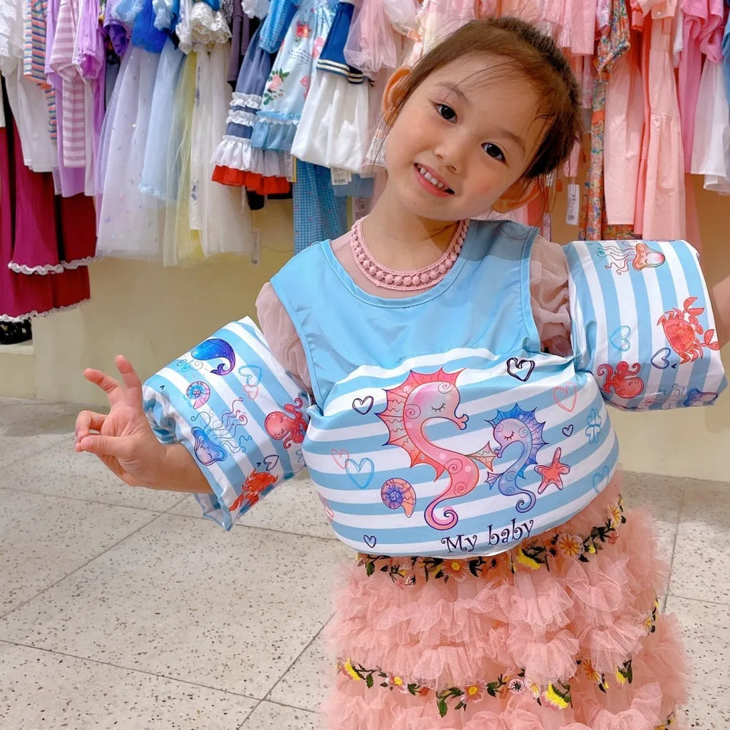 Children's arm swimming ring with 50cm lengthened design and cartoon print on polyester fabric
