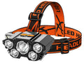 Head-mounted LED miner's lamp with adjustable strip, PVC construction, 10W power, 2400mAh battery