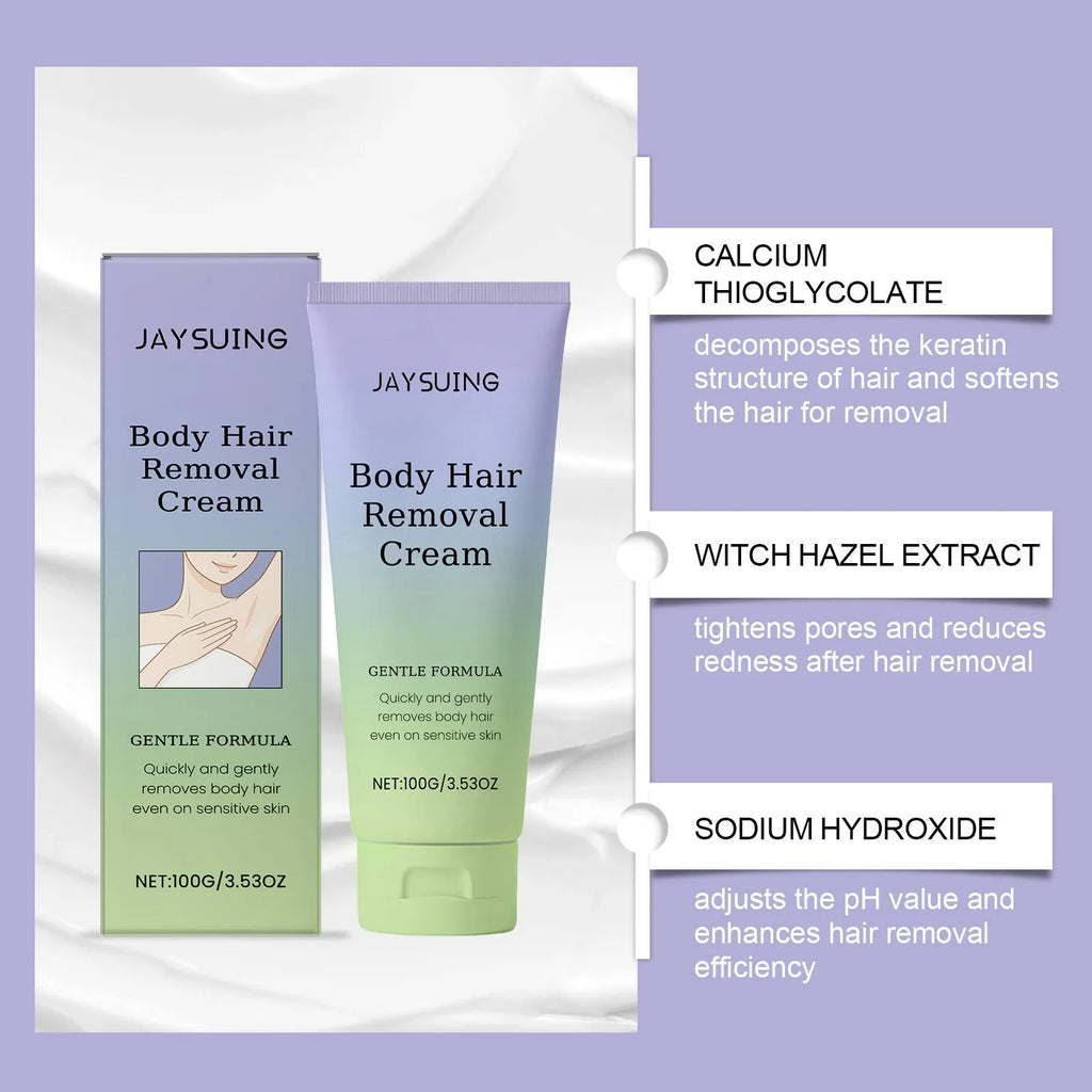100g hair removal cream jar with moisturising care oil formula and witch hazel extract