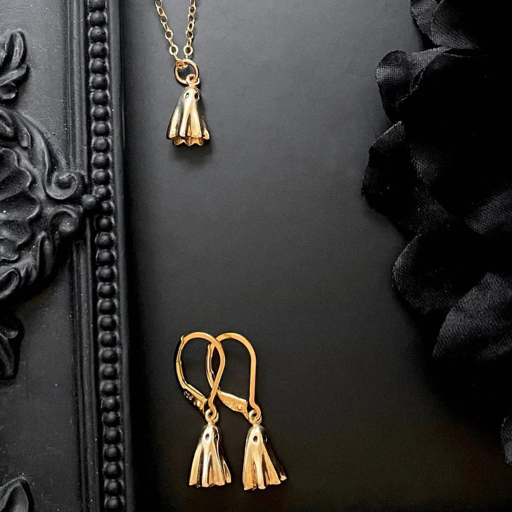 Ghost pendant necklace with titanium steel pendant and stainless steel chain in Cable, Figaro, or Mini Staple style