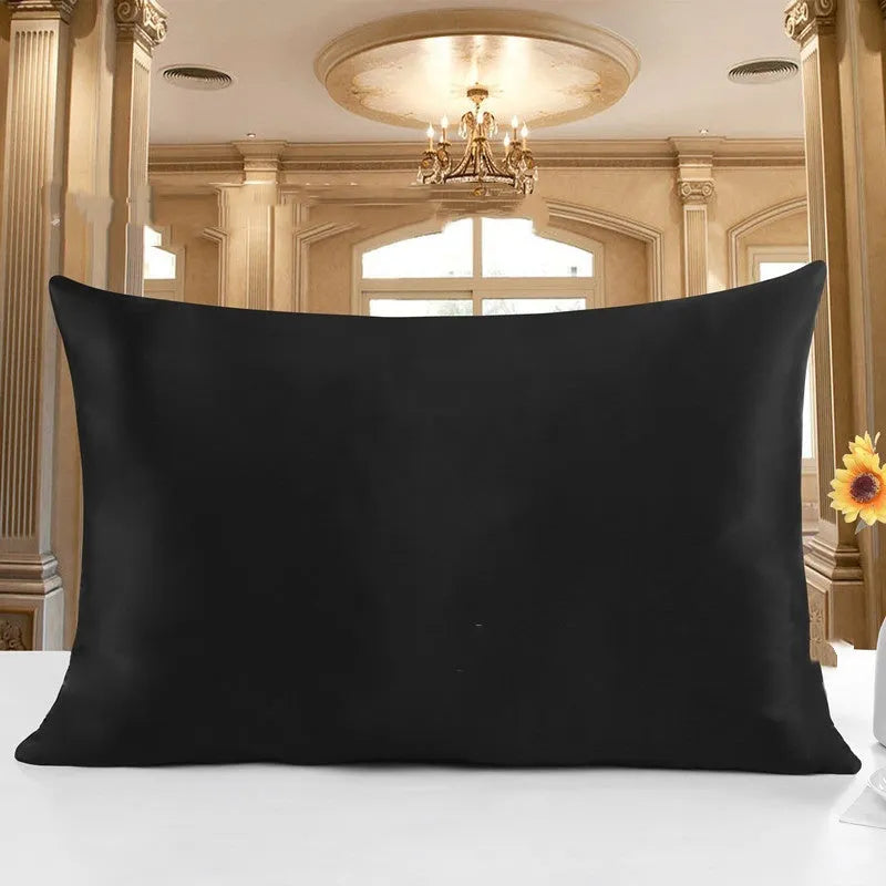 19 M double-sided silk pillowcase showing smooth texture, available in 14 colours including navy blue and lotus pink