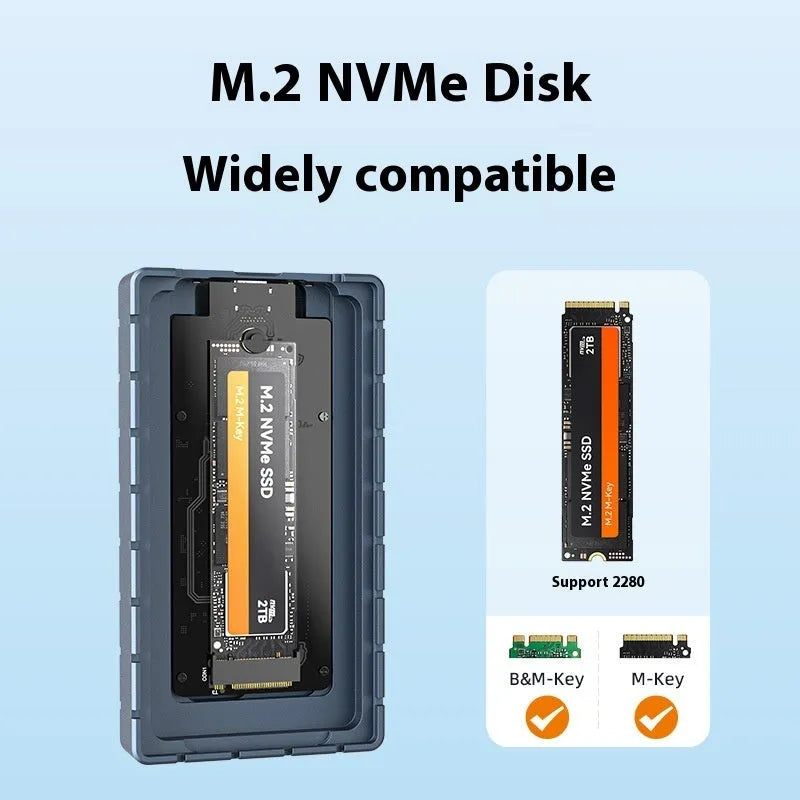USB4 hard disk box with aluminium alloy construction measuring 50×118×13mm for solid-state drives