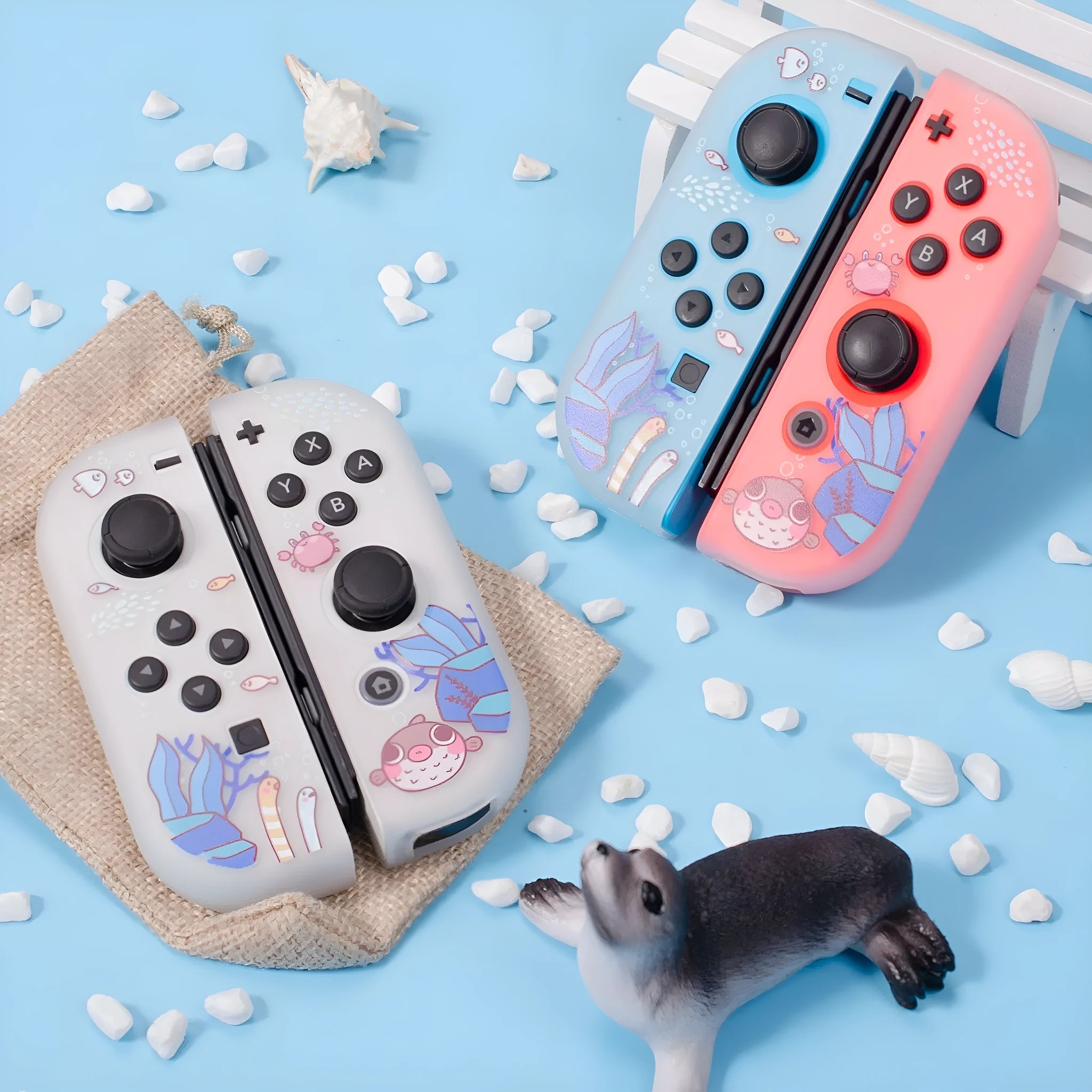 Pawdiary submarine exploration themed protective case for Nintendo Switch Oled console.