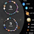 Natural stone zodiac bracelet with adjustable 18-22cm length showing twelve zodiac design options