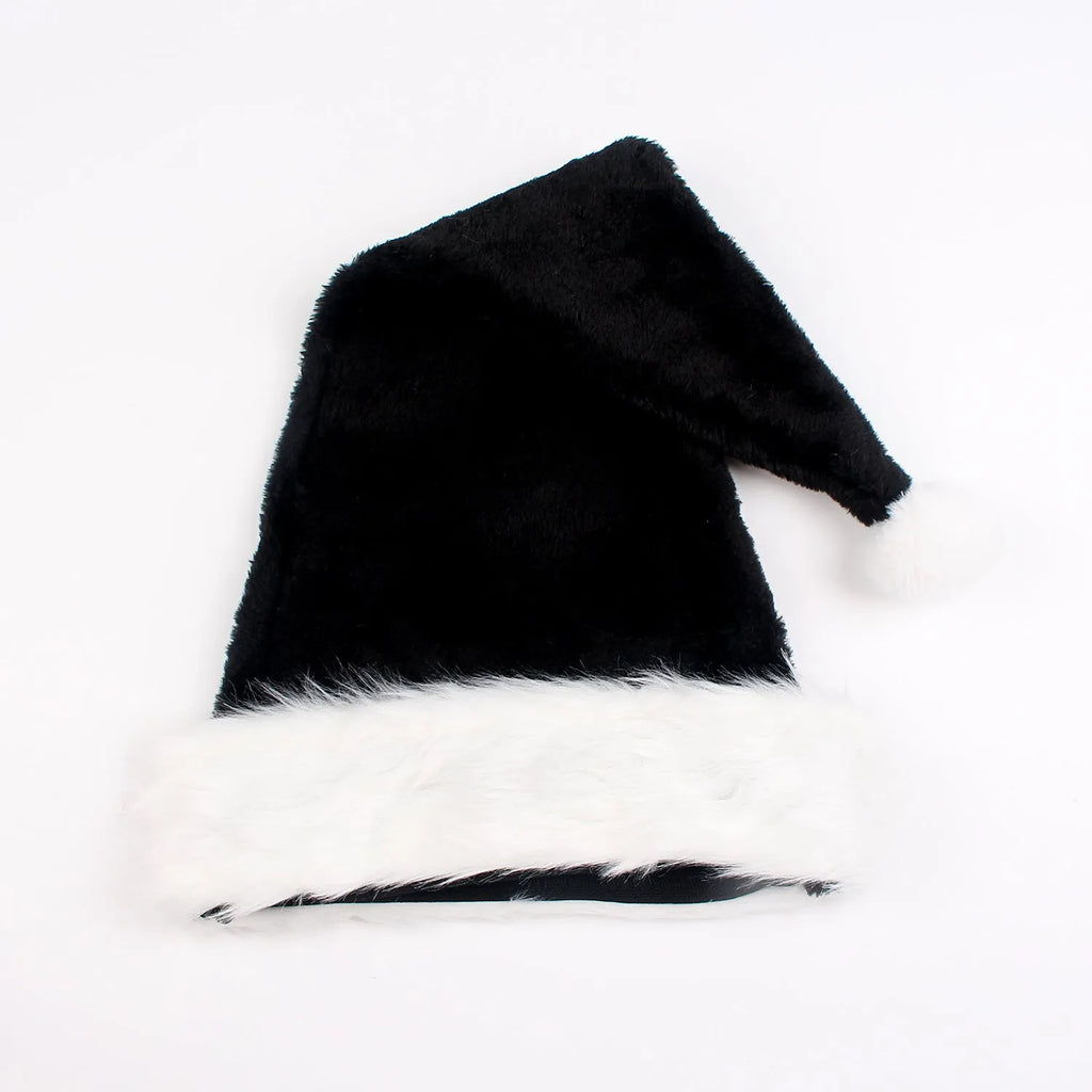 Black Christmas plush hat with 56 cm diameter and thickened polyester material