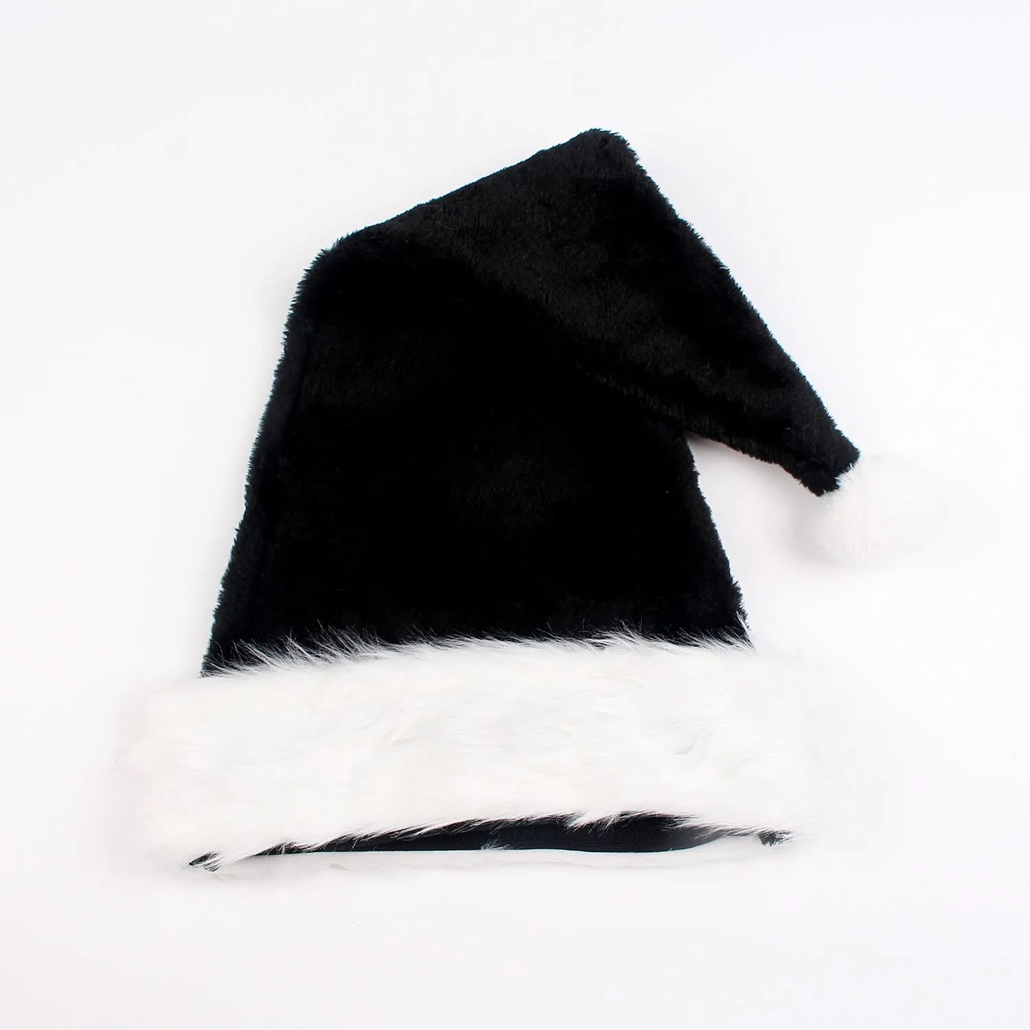 Black Christmas plush hat with 56 cm diameter and thickened polyester material