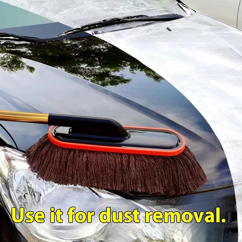 Telescopic car wash mop with alloy handle and retractable brush, Brown Line small telescopic option