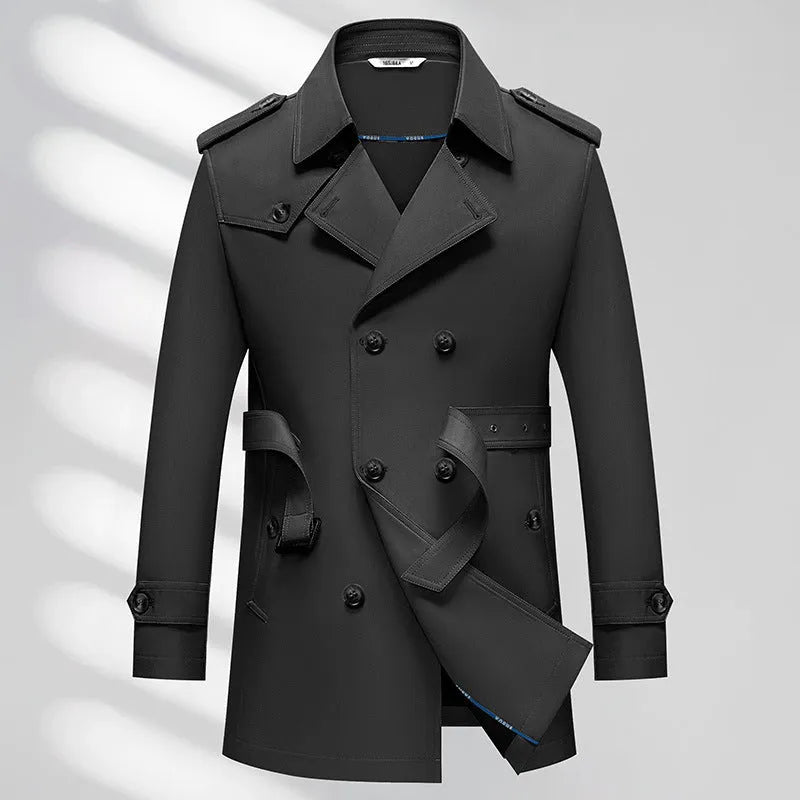 Men's business trench coat, non-ironing polyester, solid colour, available in seven colours and sizes M to 5XL