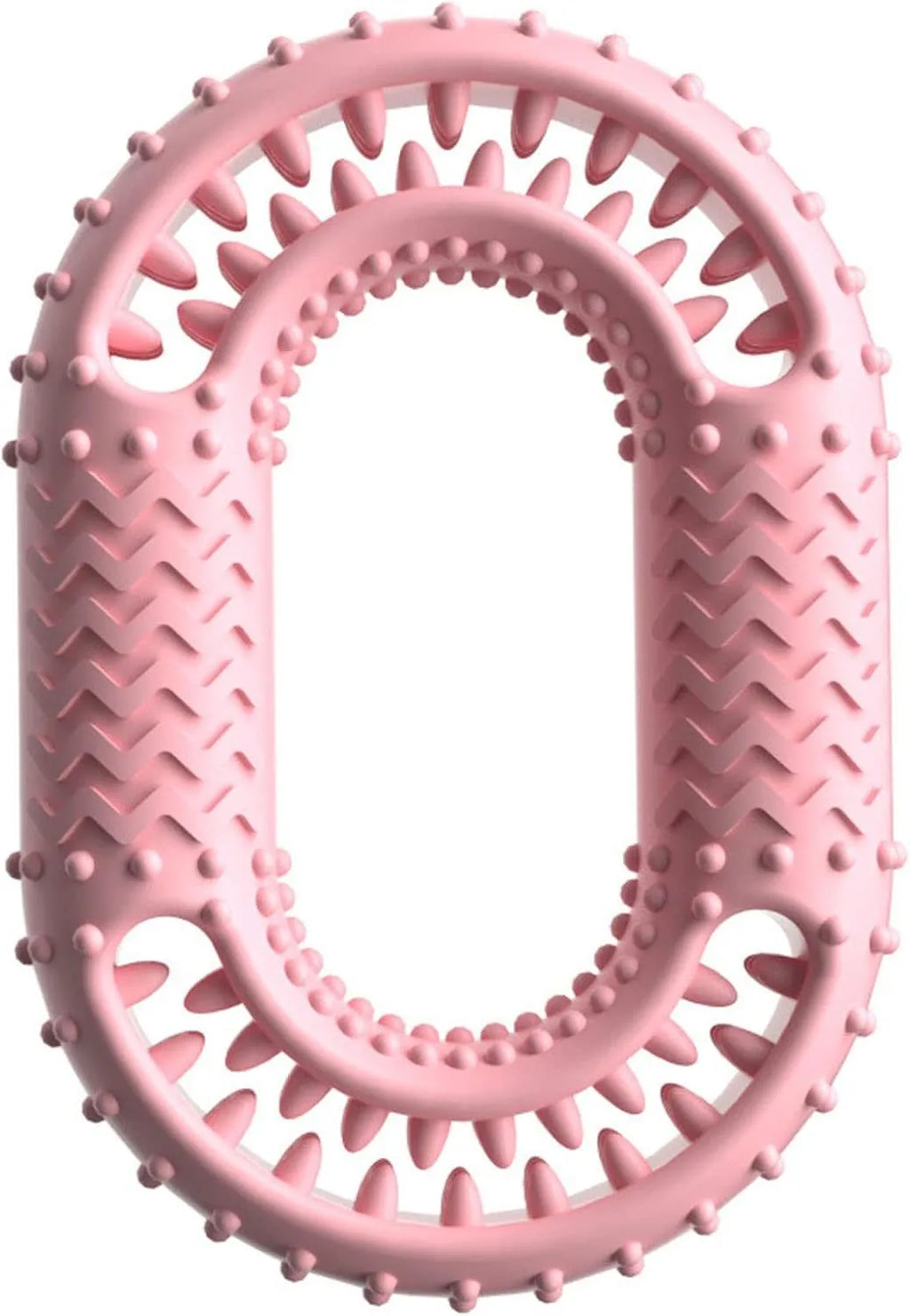 Blue O-ring shape pet toy for dog chewing teeth, measuring 12.5cm by 8.6cm, on a white background