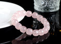 Natural Bamboo Crystal Barrel Bead Bracelet with 11-12mm pink geometric beads and grinding treatment finish