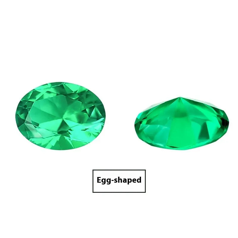 Cultivated emerald gemstones in round and grandmother cut shapes showing Columbia green colour