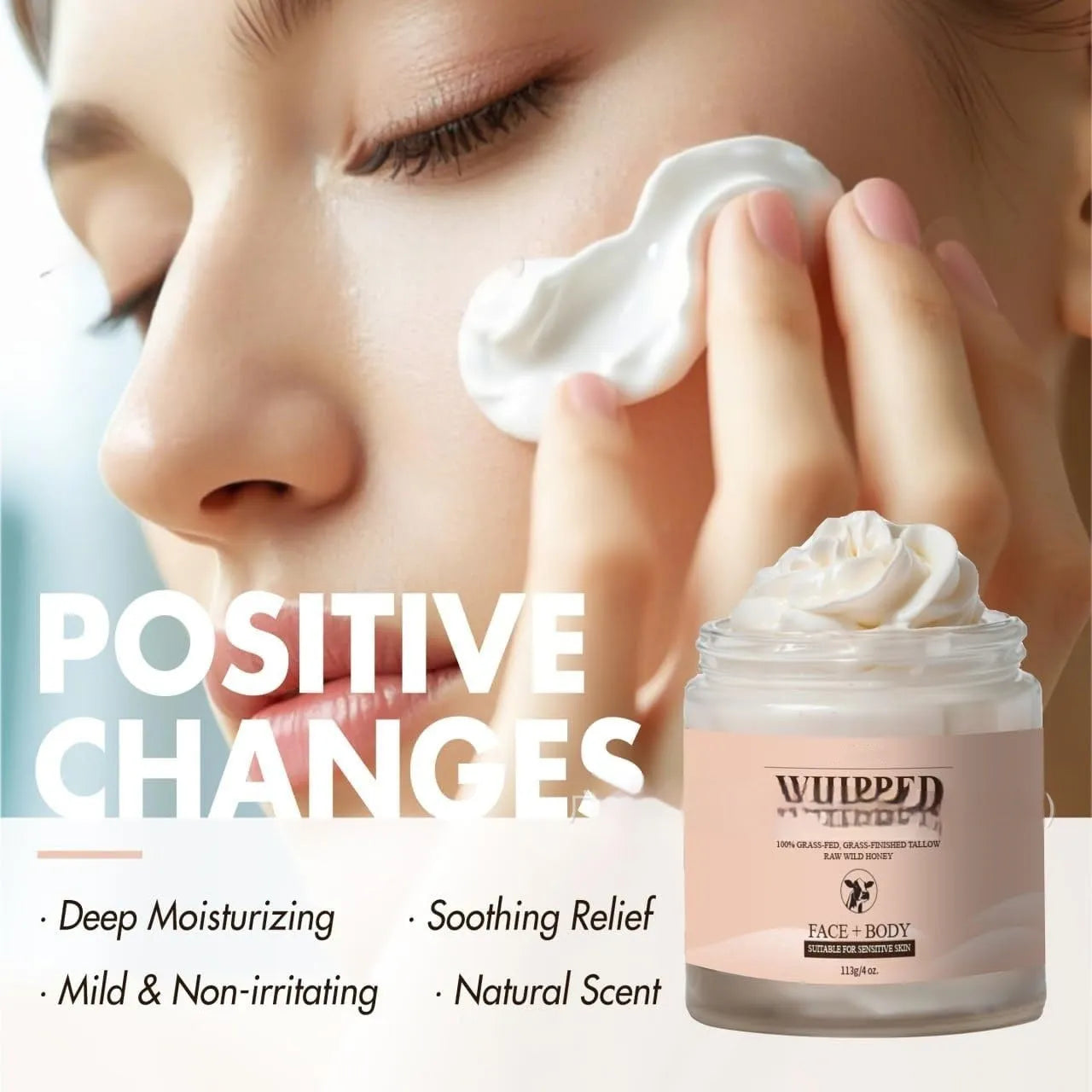 Butter cream facial moisturiser in 113g jar for dryness relief and replenishment